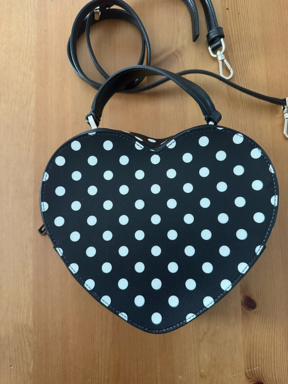 NWOT! Kate Spade Love Shack Black and White Polka Dot Heart Crossbody